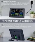 Indoor Outdoor Weather Station With Wireless Thermometer And Remote Sensor, Large 7.5 Inch HD Display, Home Weather Station With Forecast, Atomic Clock, Barometric Pressure And Moon Phase shown on a shelf.