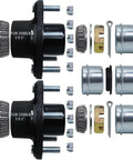 2 Pack Trailer Hub Kit 5 On 5 For 3500 Lb Axles, 5 Lug Hub Kit Fits 1-1/16 To 1-3/8 Inch Spindles, Includes Extra Dust Cap And Rubber Plug