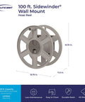 100 Ft Garden Hose Holder Wall Mount With Manual Retractable Sidewinder Hose Reel For Outdoor Use Heavy Duty Space Saving Taupe Resin