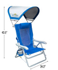 SunShade Backpack Beach Chair With Adjustable Canopy, 4 Position Recline, Cup Holder, Saybrook Blue with canopy open
