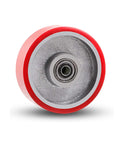 Heavy Duty Polyurethane Swivel Caster Wheels With Brake Universal Replacement Furniture Trolley Rollers 22mm Stem featuring a red polyurethane tire.