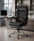 Ergonomic Office Chair with Footrest for all day comfort high back leather desk chair with 90 to 135 degree recline and wheels