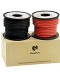 Ridiculously Flexible 14 Gauge Silicone Wire Set 66 Ft Total Dual Color Black And Red Oxygen Free Stranded Tinned Copper Cable High Temperature Resistance Perfect For Car Audio Electronics And DIY Hook Up spooled on cardboard box