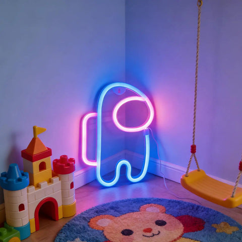 Lit Alien Neon Sign Light Astronaut LED Decor With USB Or Battery Power For Kid Room Bedroom Bar Game Room Christmas Party Gift Colorful Ambient Lighting Glow on wall