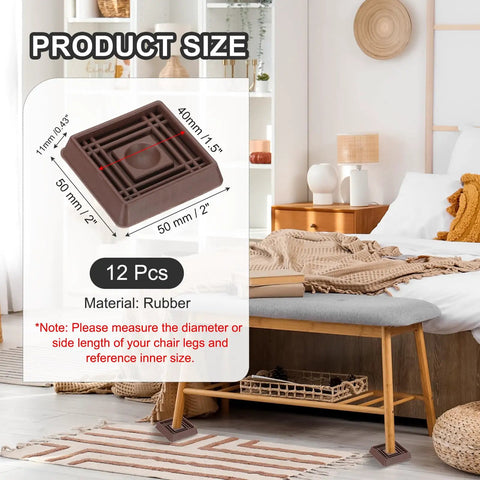 Premium Rubber Caster Cups Shield Wood Floors And Carpet From Gouges Set Of Twelve Non Slip Furniture Bottoms shown in rubber material size details.