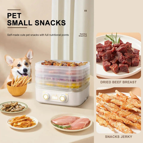 Big League Food Dehydrator Machine With Six Stackable Trays For Candy Snacks Beef Jerky Herbs with pet snacks and trays.