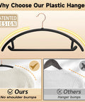 Heavy Duty Black Plastic Hangers Pack Of 50 With Rounded Shoulders That Prevent Bumps, Space Saving Hangers For Coats, Sweaters.