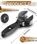 Ratcheting Tubing Cutter 1/4 to 7/8 Inch 2 in 1 Close Quarters Pipe Cutter With Three Replacement Blades for PVC PPR Plastic Hoses and Copper Metal Pipes Black Built For Easy One Hand Operation and Fast Clean Cuts shown with measurements and additional blade