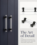 10 Pack 3.75 Inch Center To Center Cabinet Pulls Round Tube Acrylic Black Modern Drawer Handles For Kitchen And Bathroom Cabinets Zinc Alloy Base Durable Hardware displayed vertically and horizontally