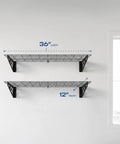 Garage Wall Shelf Two-Pack, Heavy-Duty Steel With Powder-Coated Finish, 36-inch width, black shelf with 12-inch depth view