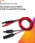 Solar Photovoltaic Test Leads With Banana Plug And MC4 Connector For Your PV Rig And Inverter Troubleshooting Up To 1500V CAT III