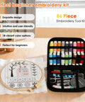 DIY Embroidery Stitch Book Kit With Illustrated Guide To 106 Universal Stitches And 86 Piece Sewing Tool Kit displayed on table