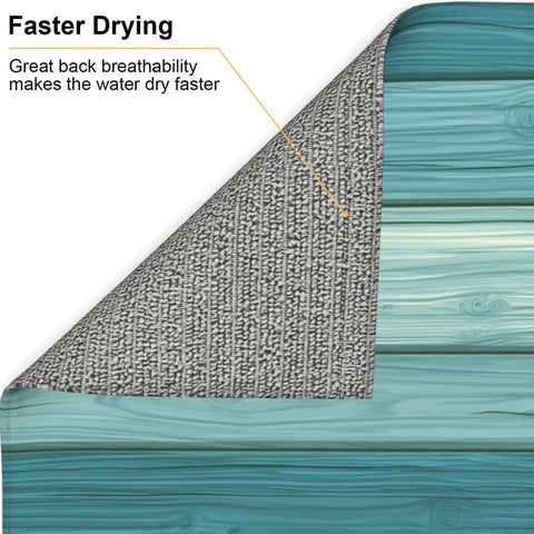 Cyan Wood Grain A Print Microfiber Dish Drying Mat For Kitchen Counter, Super Absorbent And Machine Washable Rack Pad