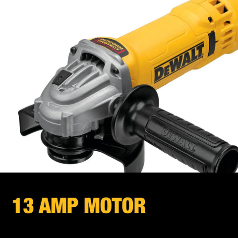 Four And A Half To Five Inch Trigger Grip Angle Grinder Workhorse with a 13 Amp Motor and Dust Ejection System for AC DC Power
