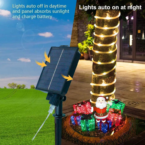 33 Ft Solar Rope Lights Outdoor Waterproof With Remote And Timer, 18 Color Changing LED Rope Lights for Garden on tree and solar panel