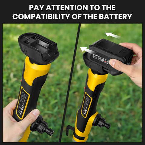 Rock Solid Cordless Stick Water Transfer Pump Plug Right Into Your Makita 21V Battery showing battery compatibility attachment.