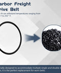 Five Pack Replacement Drive Belts For Rock Tumblers Includes a nitrile belt and close-up of rubber material for Central Machinery ABN Viyuki models.