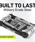 Ride Ready 19 Tools Bike Multitool With Carry Case Ultra Slim 3 Inch 6.5 Oz, military-grade steel, compact design