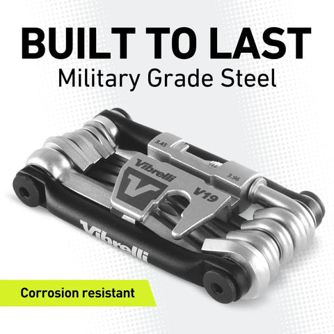 Ride Ready 19 Tools Bike Multitool With Carry Case Ultra Slim 3 Inch 6.5 Oz, military-grade steel, compact design