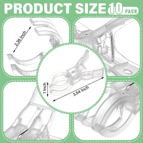 Close-up of Go-To 10 Pack Large Balloon Arch Clips 3.5 Inch Transparent Spring Clamps showing size and detail
