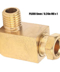 Heavy Duty Brass Lube Fitting 90 Degree Adapter Stops Oil Leaks Under High Pressure On Nylon Copper Aluminum Tubing With Heat Resistant Build Ensures Long Life In Tough Conditions So You Can Get It Done Fast And Clean Without Messing Up. PL608 6mm M8 x 1