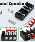 15A Screw Terminal Block Kit With Dual Row Covered Design For Four, Five Or Six Position Blocks 400V Pre Insulated Barrier Strips