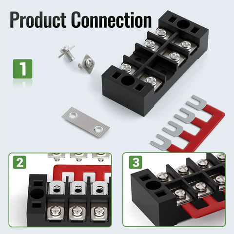 15A Screw Terminal Block Kit With Dual Row Covered Design For Four, Five Or Six Position Blocks 400V Pre Insulated Barrier Strips