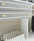 10Pcs Zinc Alloy Drawer Handles And Vintage Cabinet Knobs For Dressers Rustic Furniture Pulls installed on gray drawers