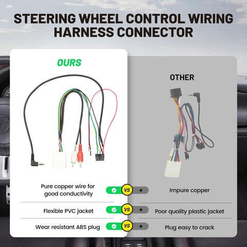 High-quality and standard Steering Wheel Control Wire Harness With RCA 20-Pin Connector for Toyota Camry 2003-2011, Highlander 2004-2012