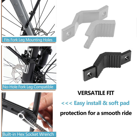 Front Bike Basket Rack With Adjustable Struts, Heavy Duty Aluminum Front Rack For 26 To 29 Inch Bikes close-up of mounting options