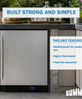 Hella Solid 24 Inch Built In Outdoor All Freezer Featuring True Frost Free Forced Air Cooling Slick Black Cabinet installed outdoors.
