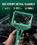 Two-Way Articulating Borescope With Light And 210 Degree Pivot Pro-Grade Snake Camera With IPS HD Display 4X Zoom 5FT Flexible Probe for engine inspection