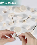 145 piece wool felt polishing pads and buffing bits kit with one eighth inch mandrel shank for Dremel, easy to install