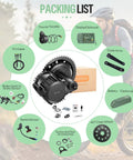 Packing list for CAN Bus Programmable Mid Drive Ebike Motor Kit 1000W 48V/52V For 68-120mm BB Mountain Bikes includes motor and accessories.