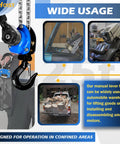 Mini Chain Hoist Quarter Ton Lift Capacity 550 Lbs With 10 Ft Lift Alloy Steel G80 Chain And Two Heavy Duty Hooks, multiple uses