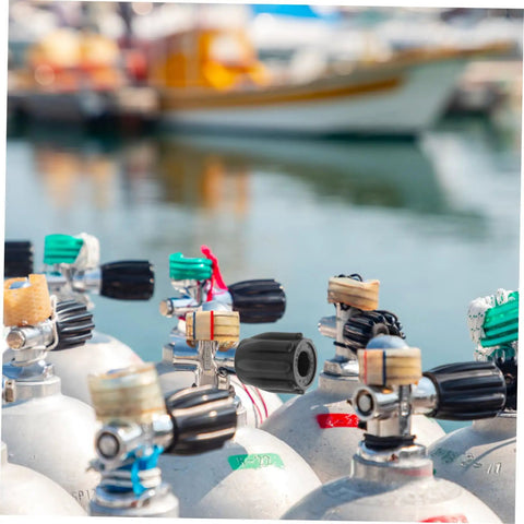 Scuba Tank Valve Replacement For Diving Cylinder Valve Upgrade With Leakproof Seal in outdoor marina setting