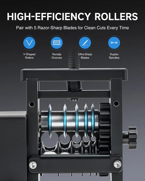 High-efficiency rollers of Automatic Wire Stripper Machine With 8 Channels For Copper Cable and 5 Ultra Sharp Blades.
