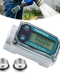 Dope Fuel Flow Meter With One Inch Inlet And Three Quarter Inch Adapters, Real Time LCD Readout, Accurate To One Percent, Cumulative Flow Counter, Instant Readouts, Easy Inline Installation For Gas Systems, close-up with adapters