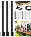 Slick Black Swageless Cable Railing Kit For Decks And Patios T316 Stainless Steel Side Mount Level Posts with complete hardware set.