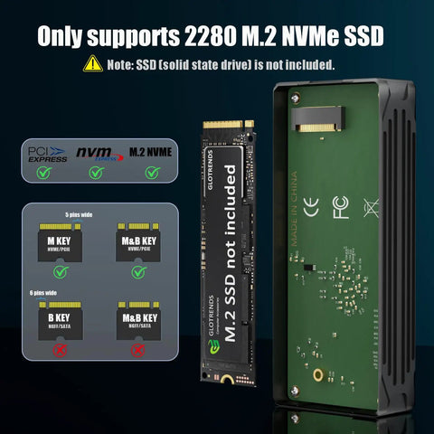 Speed Demon M2 Nvme Ssd Enclosure With Thunderbolt 4 And 5 Compatibility showing 2280 size NVMe SSD compatibility information.