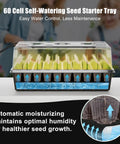 60 Cell Self Watering Seed Starter Tray With Grow Light And Heat Mat featuring humidity domes and auto timer for indoor plants