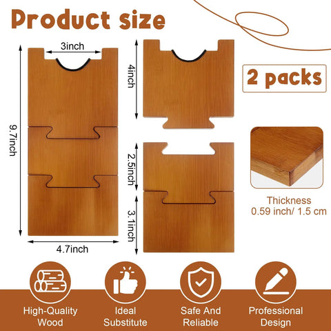 Adjustable Wood Couch Wall Spacers 2 Pack Shield Your Drywall From Rough Bumps Solid Brown Furniture Gap Blocks, sizes shown.