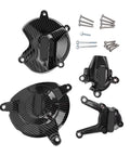 Straight Forward Fiberglass Nylon Engine Cover Set Replacement For Bmw S1000R 2009 To 2016 with carbon weave and hardware.