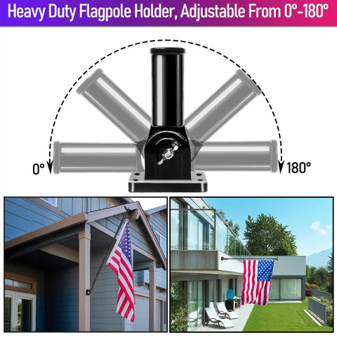 All In One 5 Foot Flag Pole Kit For Outdoor Home Use With American Flag And Solar Light flagpole holder