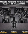 Flexible One Half Inch Drive Socket Extension Bar With 90 Degree Offset Wrench Head, DIY Ready Flex Head Ratchet Accessory in engine