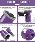 Heavy Duty Diamond Hole Saw Kit Cuts Smooth As Silk For Tile Ceramic Porcelain Stone 13 Piece Core Drill Bit Set showing vacuum brazed technology.