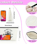 Im Not Lost Geocaching Gift Makeup Bag For Women Travel Essentials Zipper Pouch with dimensions and waterproof material details.