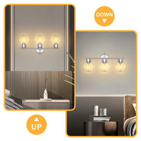 Three Light Bathroom Vanity Light In Brushed Nickel Finish With Clear Glass Shades Wall Sconce For Mirror And Hallway Built Tough
