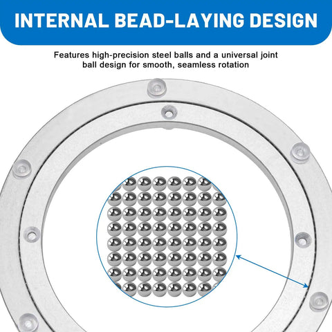 Internal bead-laying design of Heavy Duty 11.8 Inch Lazy Susan Hardware Turntable Bearing Aluminum Alloy Swivel Base with steel balls