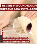 Person applying Carpet Protection Film Self Adhesive 24 Inch by 200 Feet 3 Mil Clear Sticky Carpet Protector for Construction